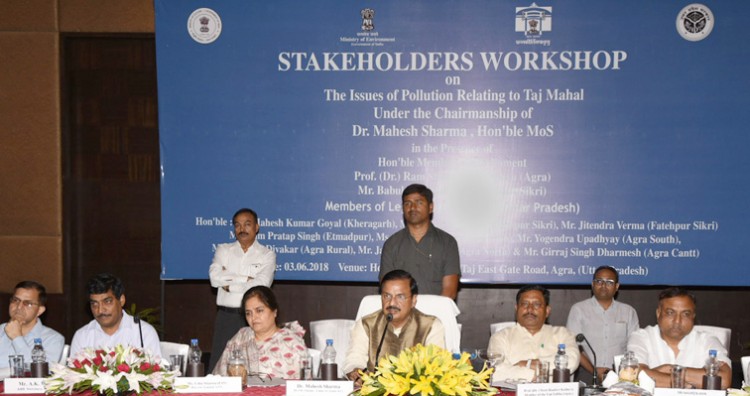 dr. mahesh sharma addressing at a stakeholders workshop