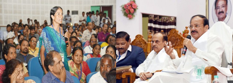 venkaiah naidu while talking to the farmer at central barani agricultural research institute