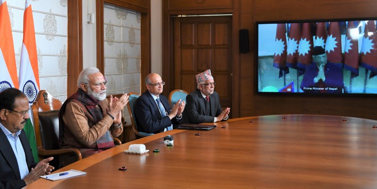 pm modi and k.p. sharma oli jointly inaugurate the integrated check post