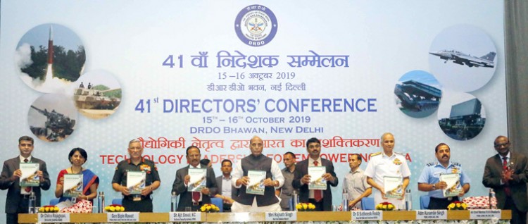rajnath singh releasing a compendium, during the 41st directors' conference of drdo