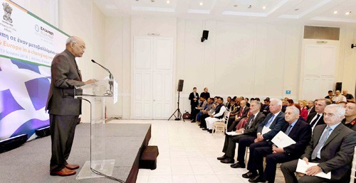 ramnath kovind addressing, at athens in greece