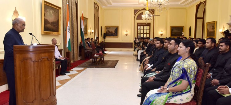 ram nath kovind with probationers of the indian forest service