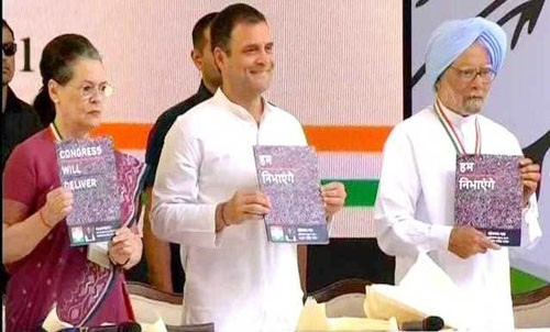 rahul gandhi releases congress 2019 lok sabha election manifesto