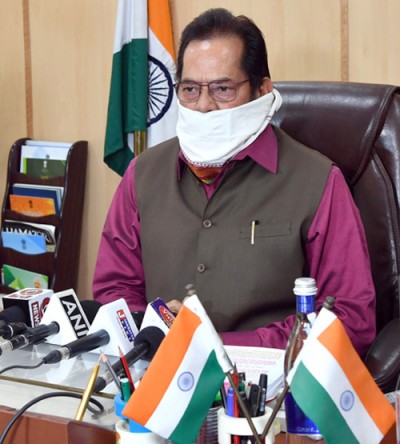 mukhtar abbas naqvi addressing a press conference