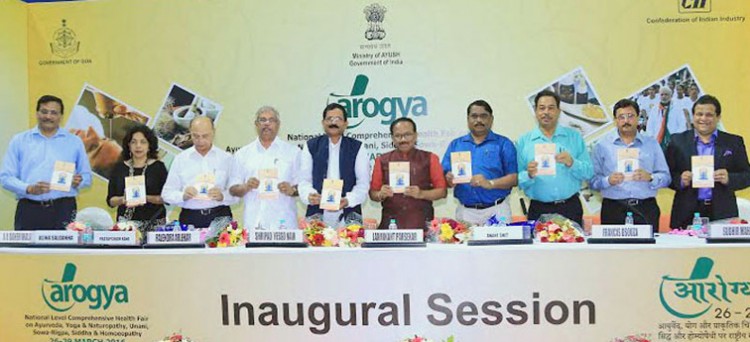 shripad yesso naik releasing the yoga protocol for the international yoga day