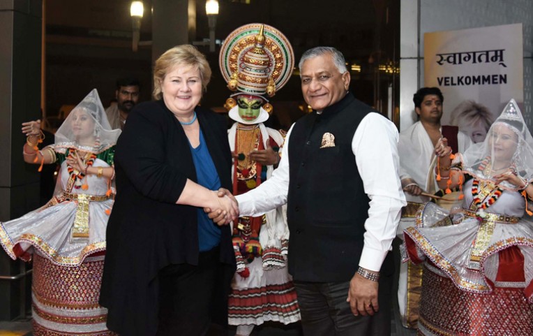 नॉर्वे की प्रधानमंत्री का स्वागत