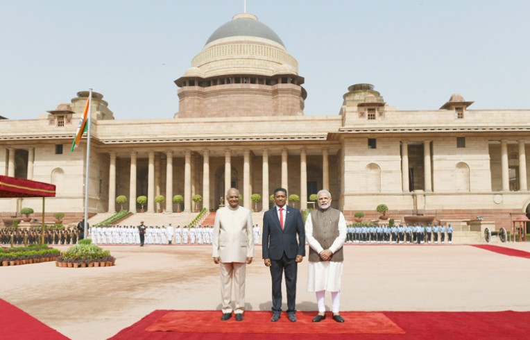 सेशल्स के राष्ट्रपति का जोरदार स्वागत
